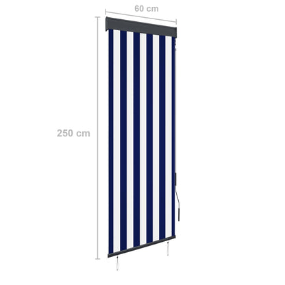 Outdoor Roller Blind 60x250 cm Blue and White - OLBRIT