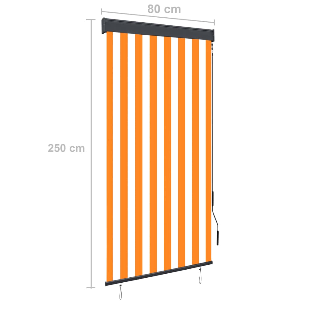 Outdoor Roller Blind 80x250 cm White and Orange - OLBRIT