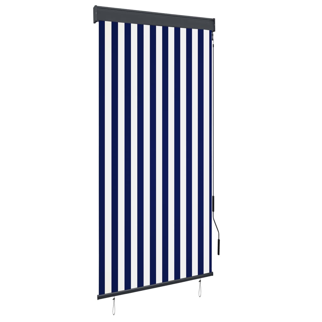 Outdoor Roller Blind 100x250 cm Blue and White - OLBRIT