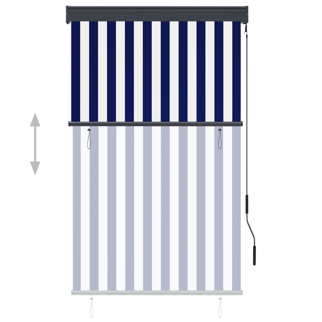 Outdoor Roller Blind 100x250 cm Blue and White - OLBRIT