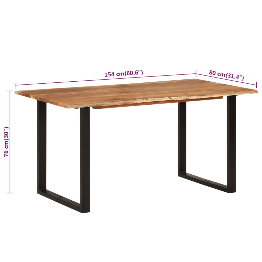 Dining Table 154x80x76 cm Solid Acacia Wood - OLBRIT