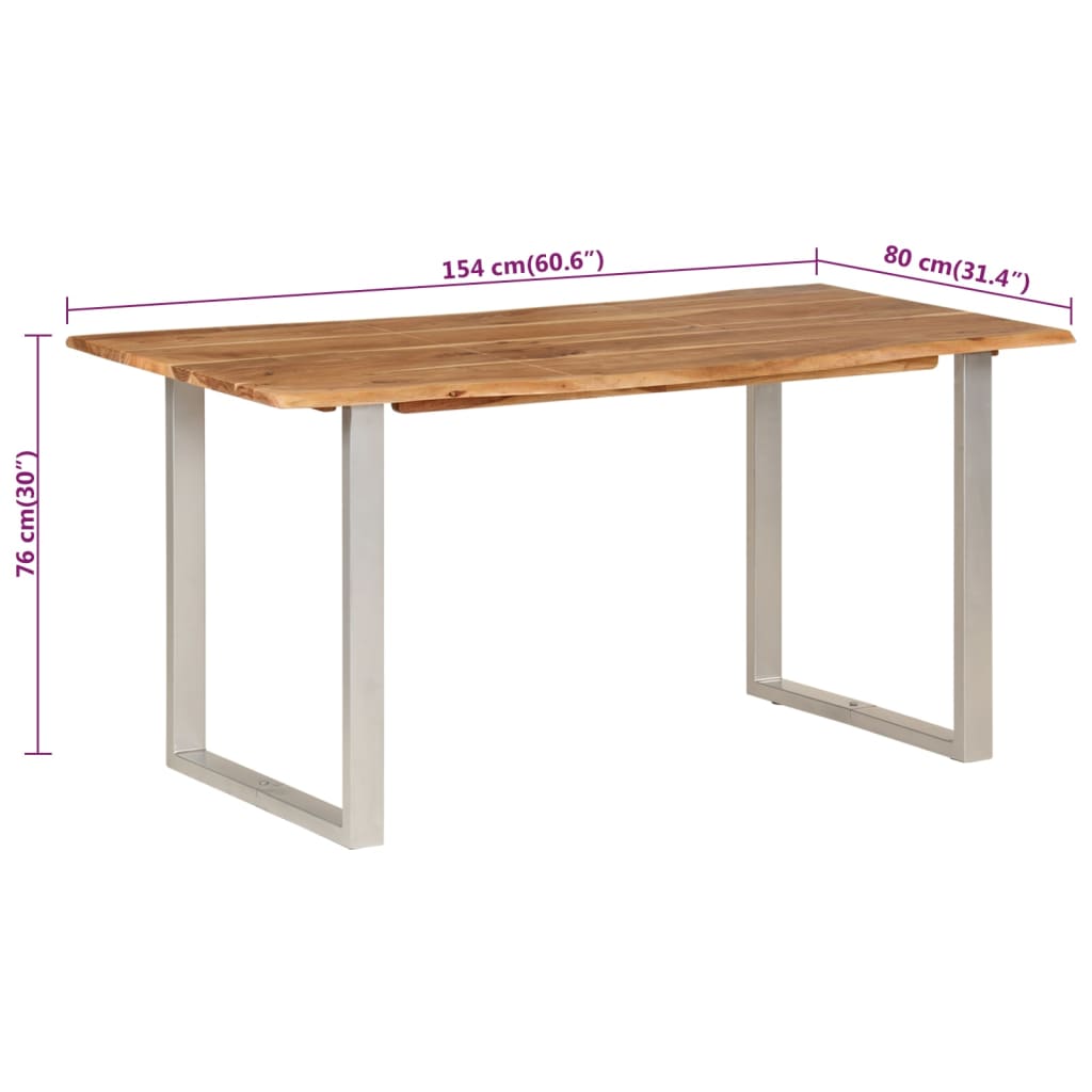 Dining Table 154x80x76 cm Solid Acacia Wood - OLBRIT