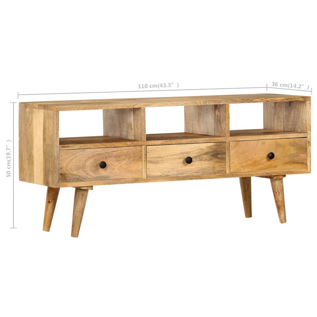 TV Cabinet 110x36x50 cm Solid Mango Wood - OLBRIT