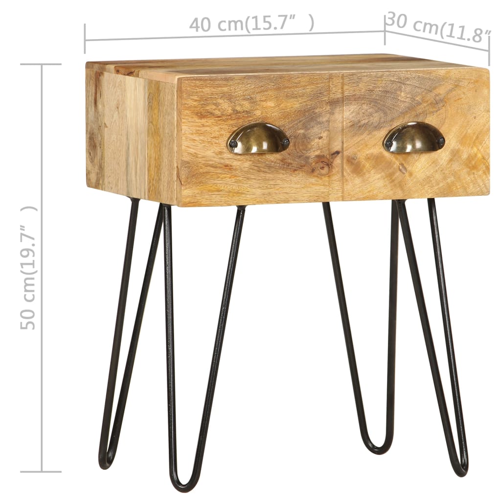 Bedside Cabinet 40x30x50 cm Solid Mango Wood - OLBRIT