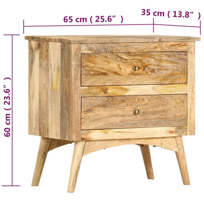 vidaXL Bedside Cabinet 65x35x60 cm Solid Mango Wood - OLBRIT