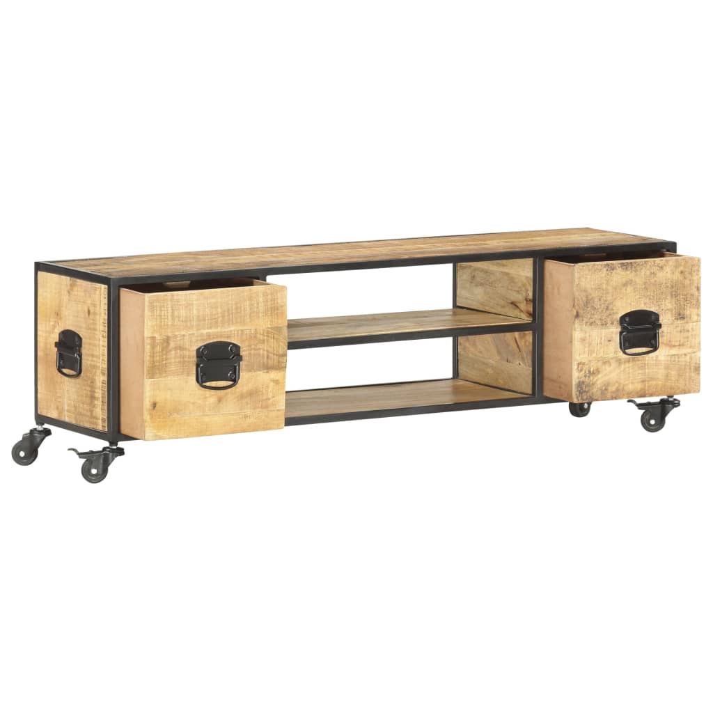 TV Cabinet 130x30x39 cm Solid Mango Wood - OLBRIT