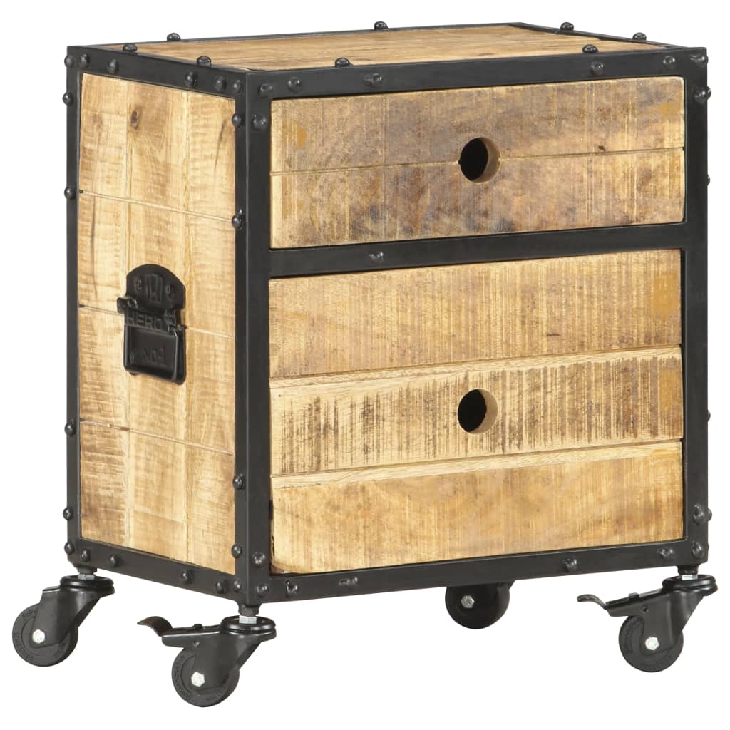 Bedside Cabinet 40x30x50 cm Rough Mango Wood - OLBRIT