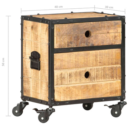 Bedside Cabinet 40x30x50 cm Rough Mango Wood - OLBRIT