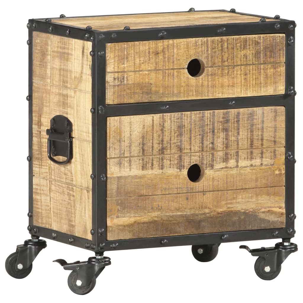 Bedside Cabinet 40x30x50 cm Rough Mango Wood - OLBRIT
