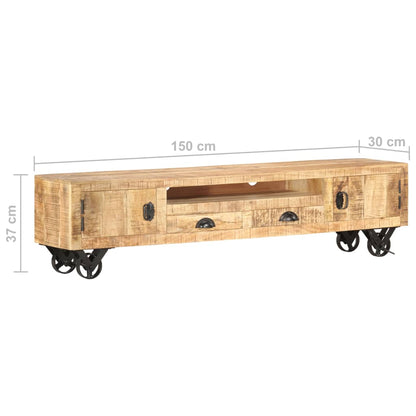 TV Cabinet 150x30x37 cm Solid Mango Wood - OLBRIT