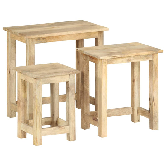 vidaXL Nesting Tables 3 pcs Solid Mango Wood - OLBRIT