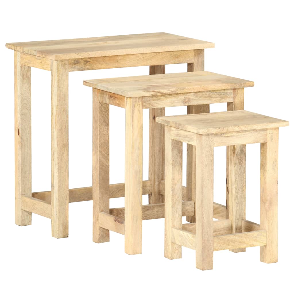 vidaXL Nesting Tables 3 pcs Solid Mango Wood - OLBRIT
