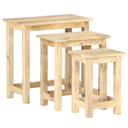 vidaXL Nesting Tables 3 pcs Solid Mango Wood - OLBRIT