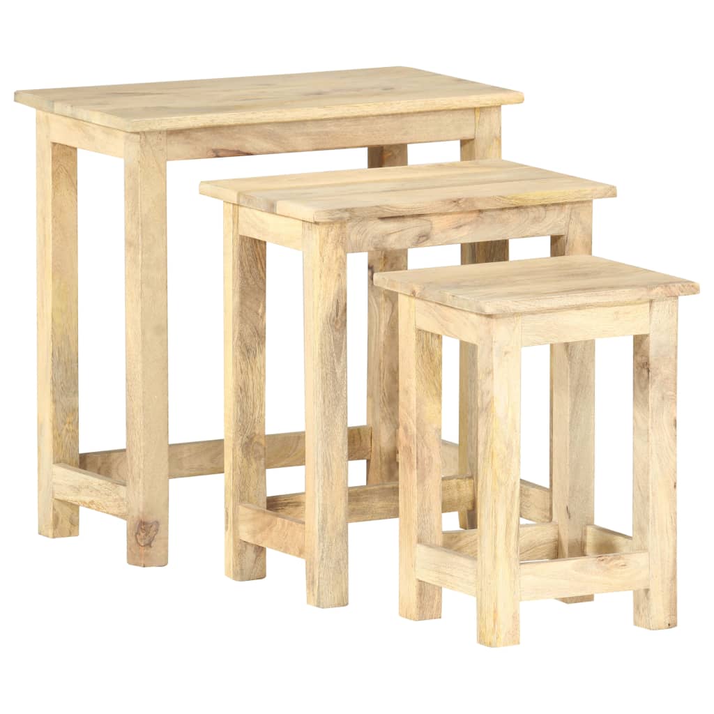 vidaXL Nesting Tables 3 pcs Solid Mango Wood - OLBRIT
