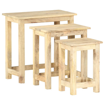 vidaXL Nesting Tables 3 pcs Solid Mango Wood - OLBRIT