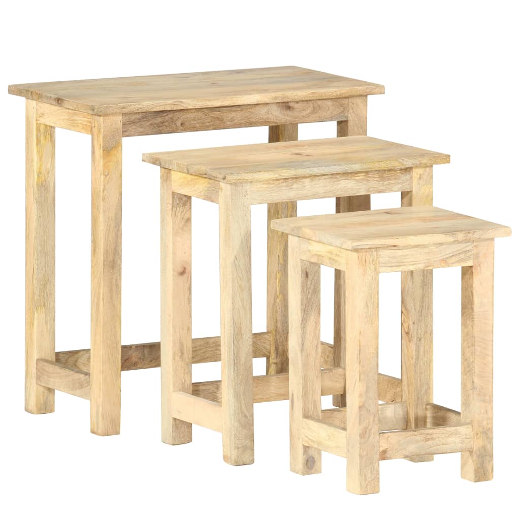 vidaXL Nesting Tables 3 pcs Solid Mango Wood - OLBRIT