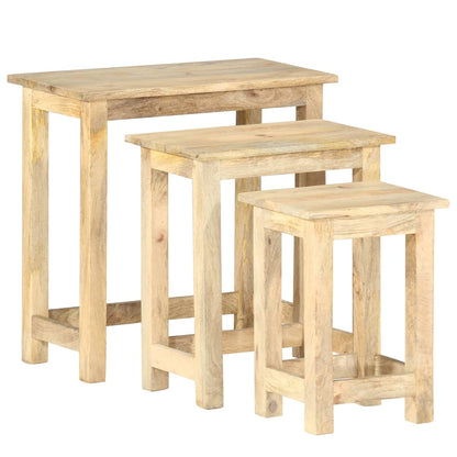 vidaXL Nesting Tables 3 pcs Solid Mango Wood - OLBRIT