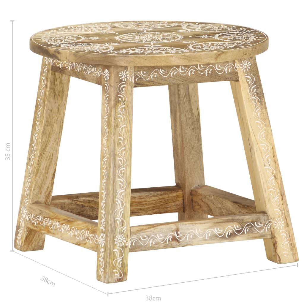vidaXL Hand-painted Stool 38x38x35 cm Solid Mango Wood - OLBRIT