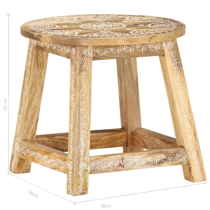 vidaXL Hand-painted Stool 38x38x35 cm Solid Mango Wood - OLBRIT
