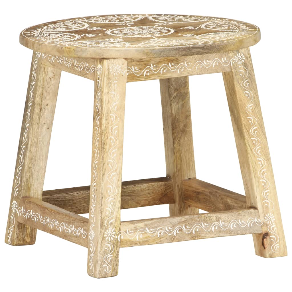 vidaXL Hand-painted Stool 38x38x35 cm Solid Mango Wood - OLBRIT