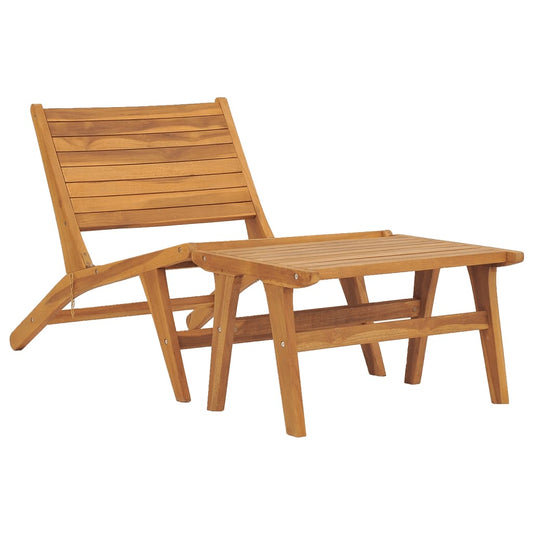 Garden Chair with Footrest Solid Teak Wood - OLBRIT