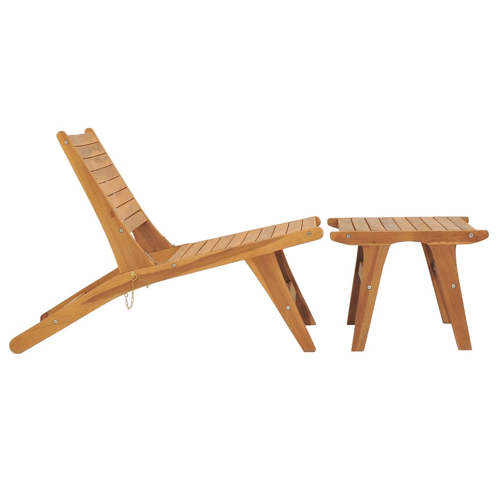 Garden Chair with Footrest Solid Teak Wood - OLBRIT