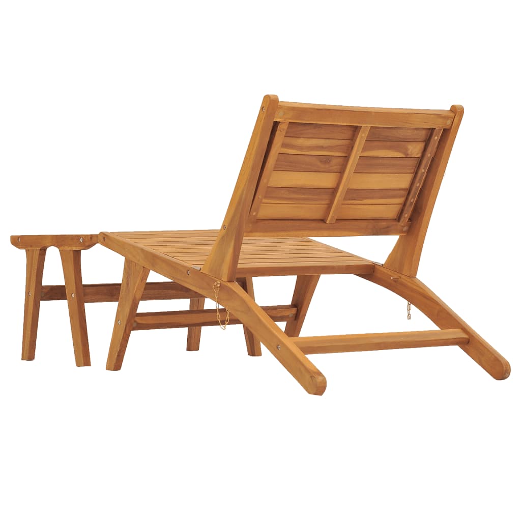 Garden Chair with Footrest Solid Teak Wood - OLBRIT