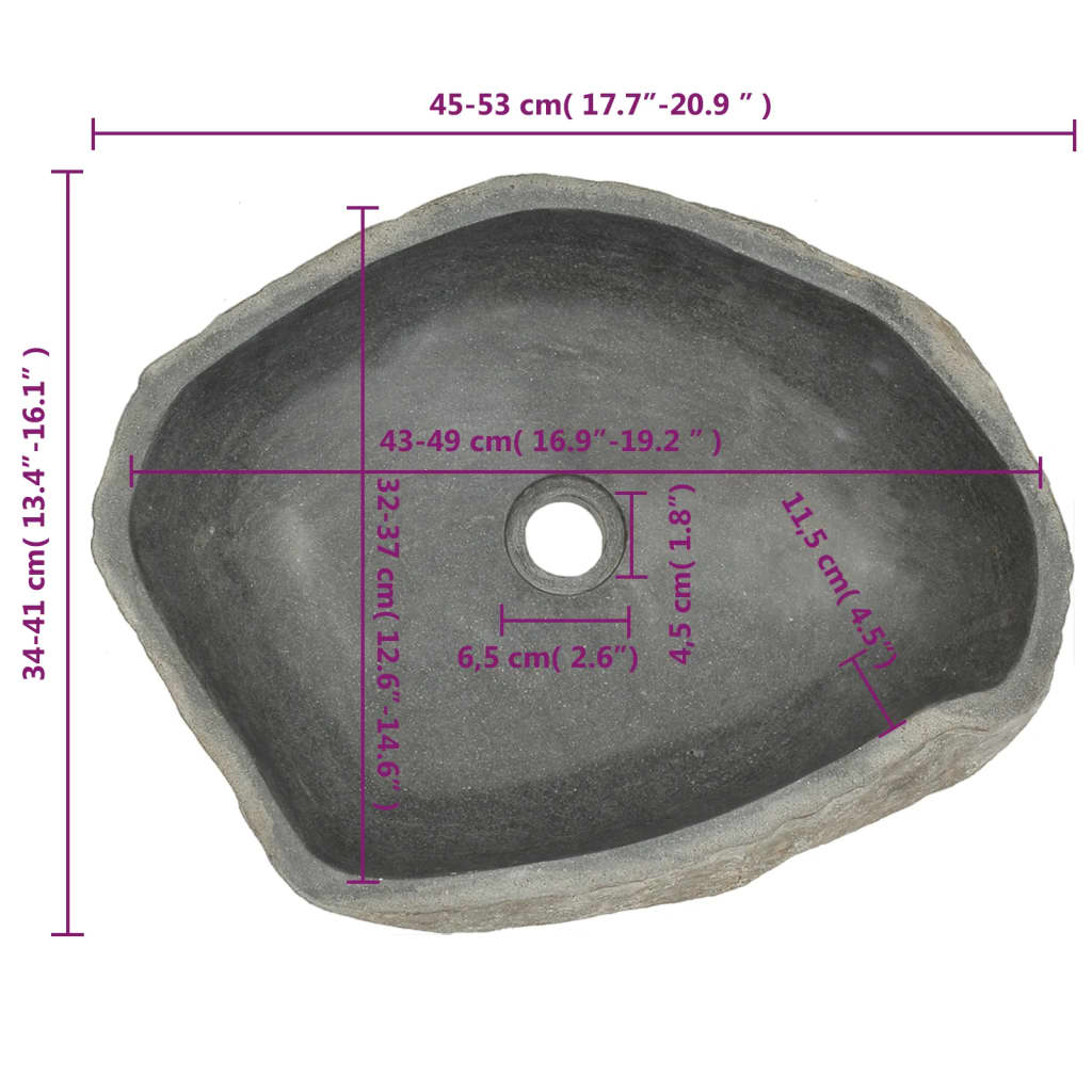 Basin River Stone Oval 45-53 cm - OLBRIT