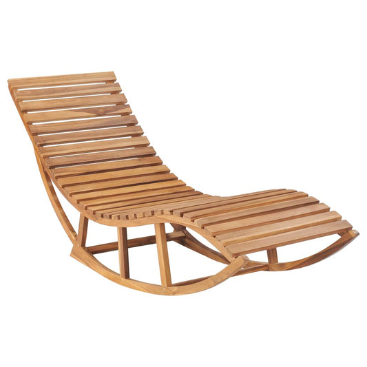 Rocking Sun Lounger Solid Teak Wood - OLBRIT