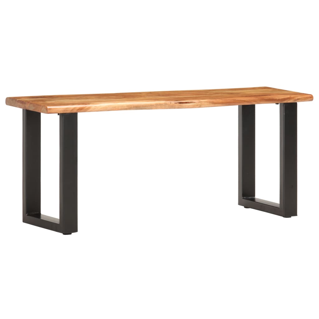 Live Edge Bench 110 cm Solid Acacia Wood and Steel - OLBRIT