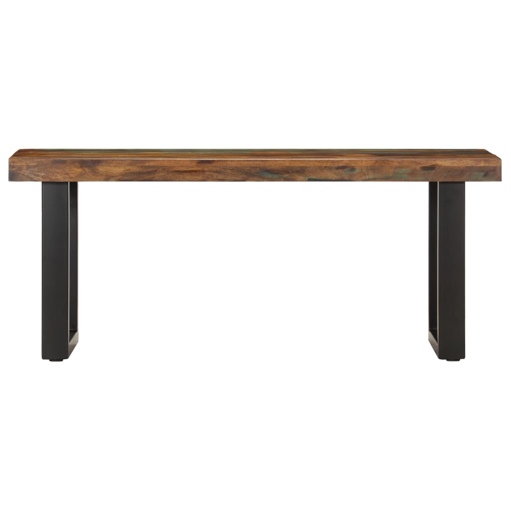 Bench 110 cm Solid Reclaimed Wood and Steel - OLBRIT