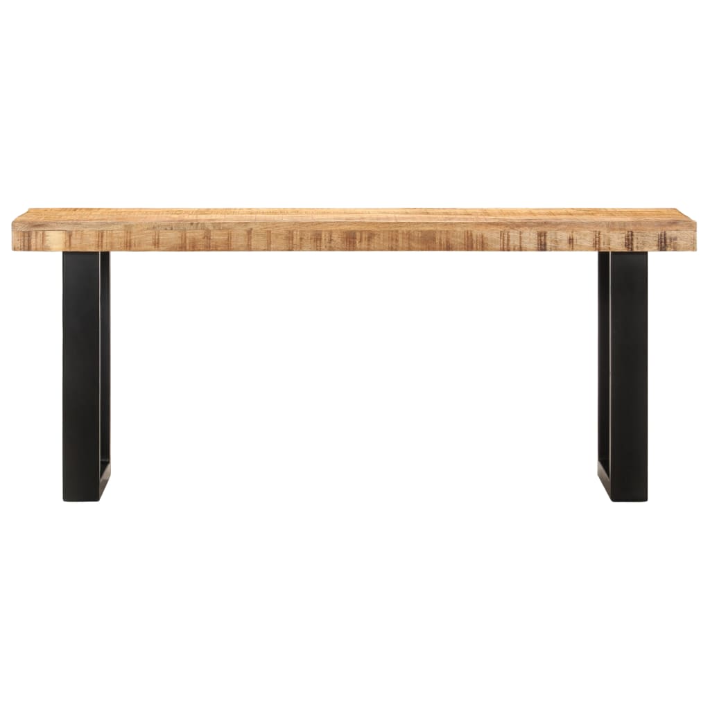 Bench 110 cm Solid Rough Mango Wood and Steel - OLBRIT