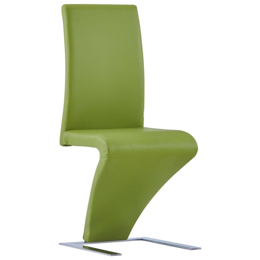 Dining Chairs with Zigzag Shape 4 pcs Green Faux Leather - OLBRIT