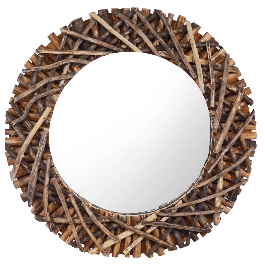 Wall Mirror 60 cm Teak Round - OLBRIT