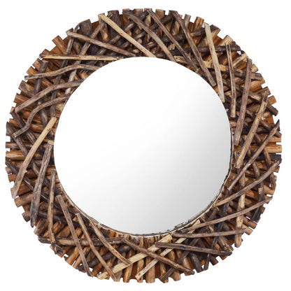 Wall Mirror 60 cm Teak Round - OLBRIT