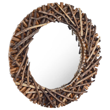 Wall Mirror 60 cm Teak Round - OLBRIT