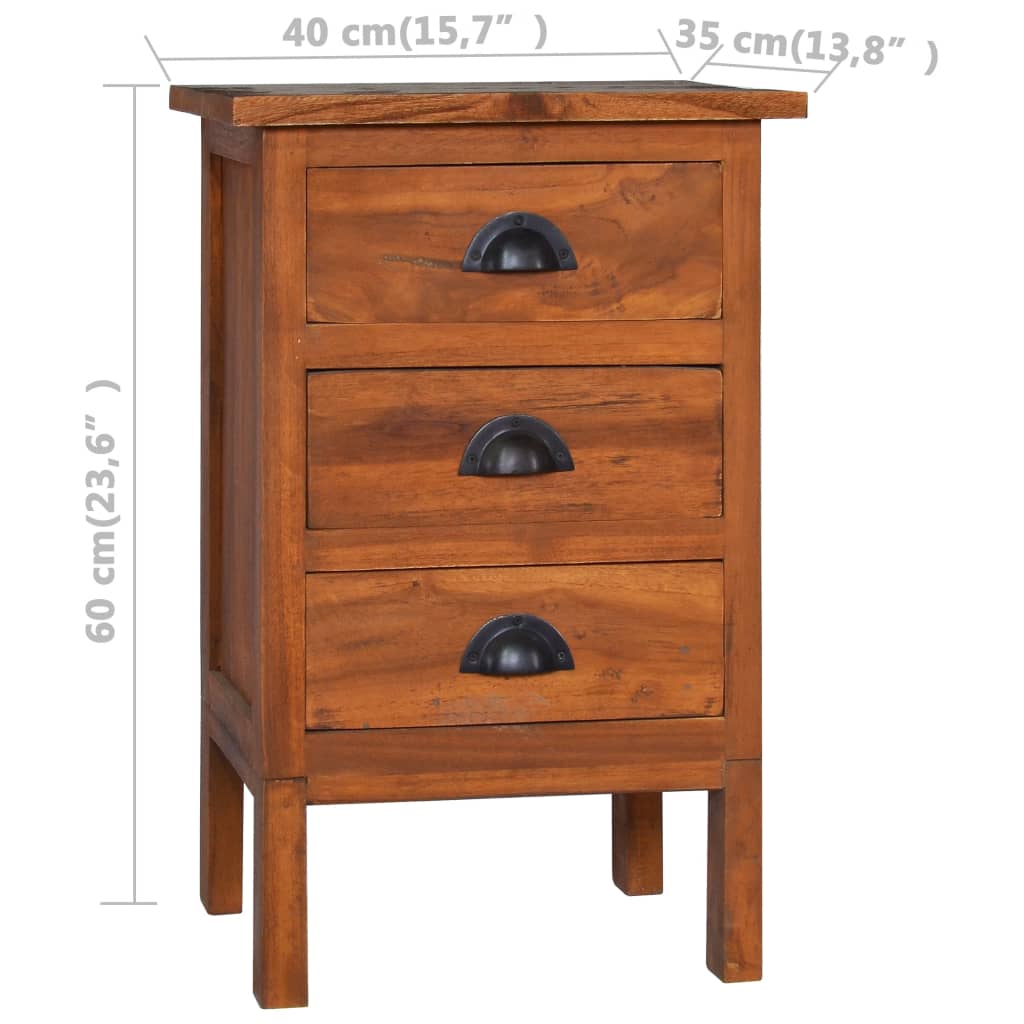 Bedside Cabinet 40x35x60 cm Solid Teak Wood - OLBRIT