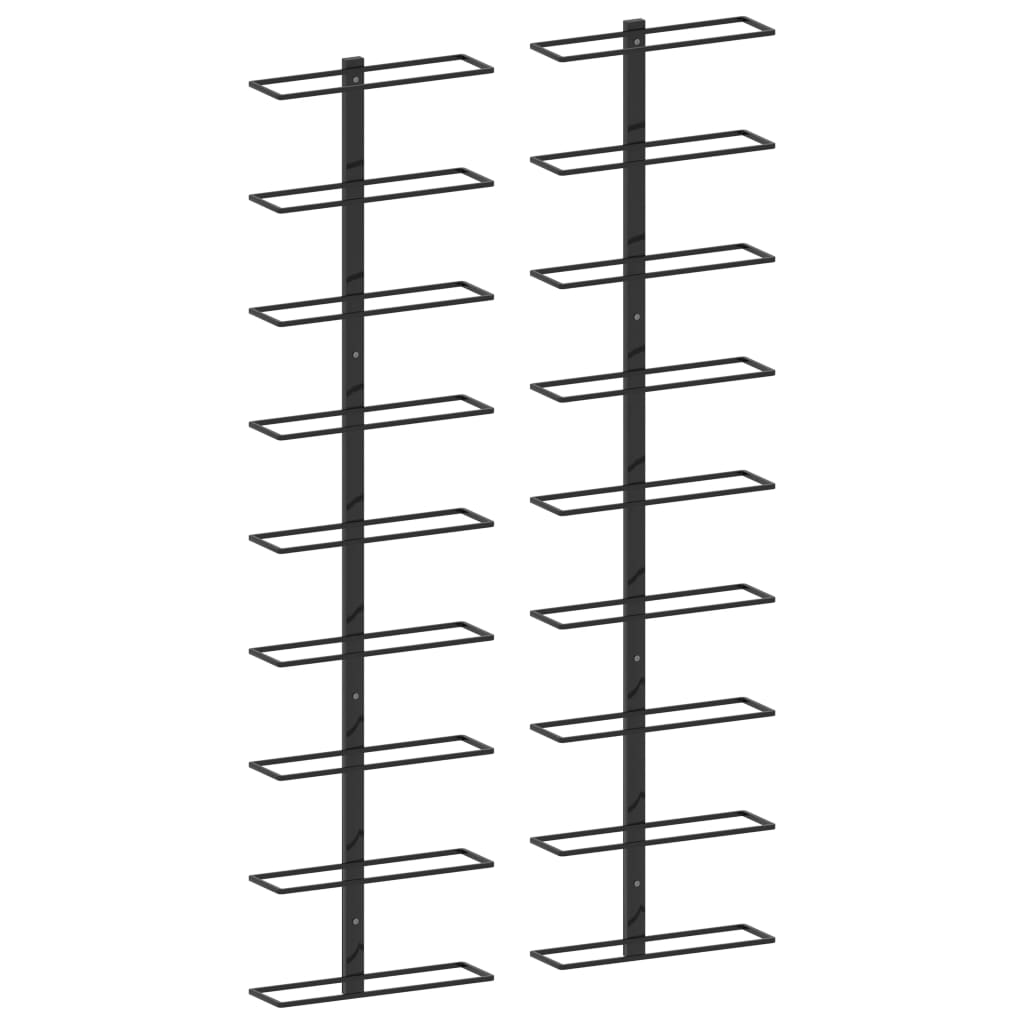 Wall-mounted Wine Racks for 18 Bottles 2 pcs Black Iron - OLBRIT