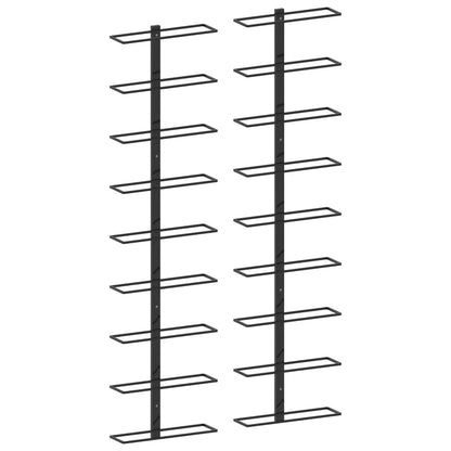 Wall-mounted Wine Racks for 18 Bottles 2 pcs Black Iron - OLBRIT