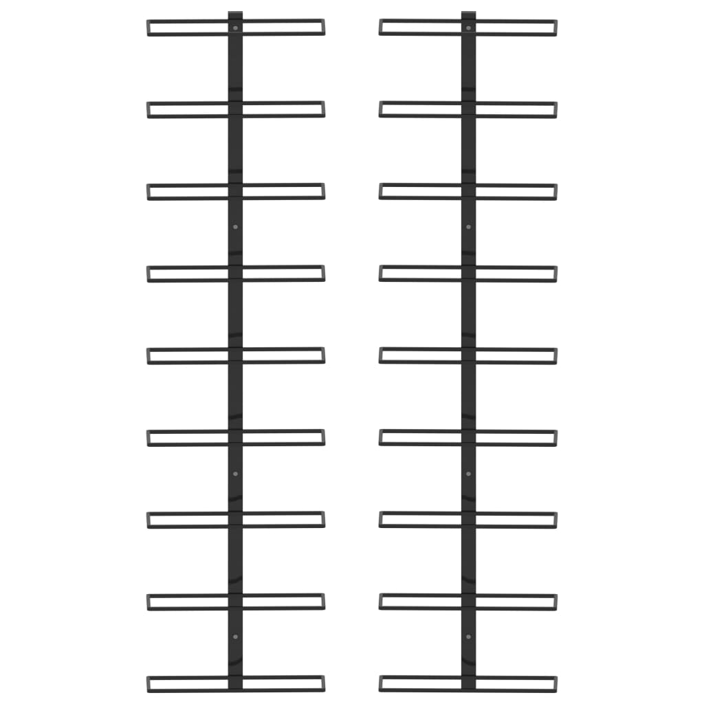 Wall-mounted Wine Racks for 18 Bottles 2 pcs Black Iron - OLBRIT