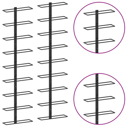 Wall-mounted Wine Racks for 18 Bottles 2 pcs Black Iron - OLBRIT