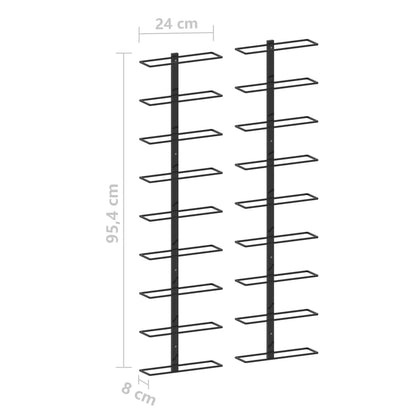 Wall-mounted Wine Racks for 18 Bottles 2 pcs Black Iron - OLBRIT