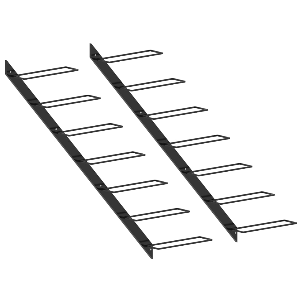 Wall-mounted Wine Racks for 14 Bottles 2 pcs Black Metal - OLBRIT