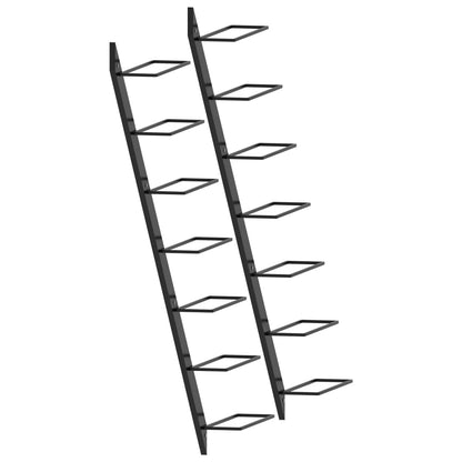 Wall-mounted Wine Racks for 14 Bottles 2 pcs Black Metal - OLBRIT