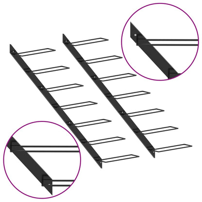 Wall-mounted Wine Racks for 14 Bottles 2 pcs Black Metal - OLBRIT
