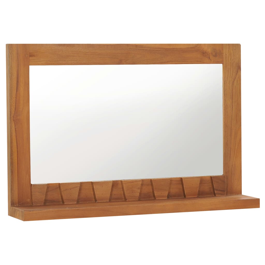 Wall Mirror with Shelf 60x12x40 cm Solid Teak Wood - OLBRIT