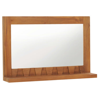 Wall Mirror with Shelf 60x12x40 cm Solid Teak Wood - OLBRIT