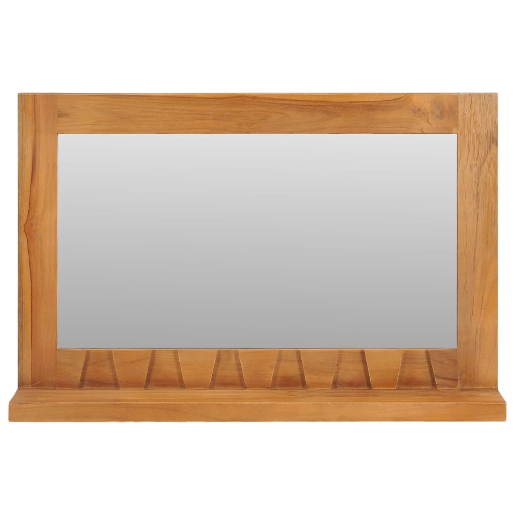 Wall Mirror with Shelf 60x12x40 cm Solid Teak Wood - OLBRIT
