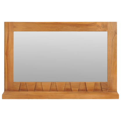 Wall Mirror with Shelf 60x12x40 cm Solid Teak Wood - OLBRIT