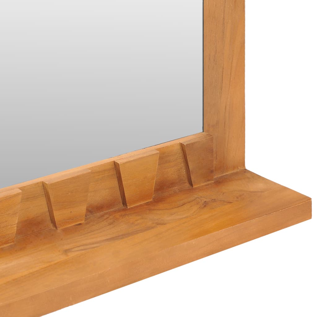 Wall Mirror with Shelf 60x12x40 cm Solid Teak Wood - OLBRIT